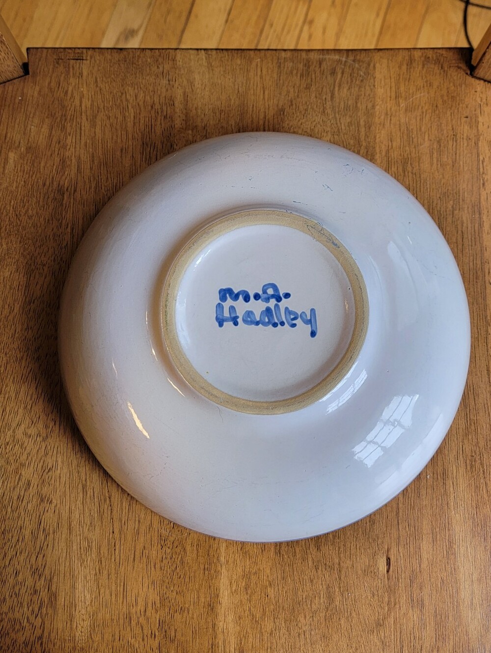 Mary A. Hadley Pottery Vintage Large 11” Serving Bowl Country Farmer And Wife - Picture 3 of 6
